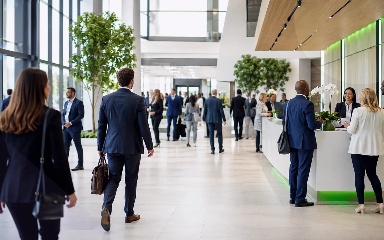 Professionals attending a business venue event